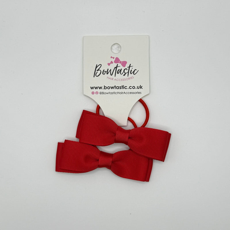 2.75 Inch Flat Bow Thin Elastic - Red - 2 Pack