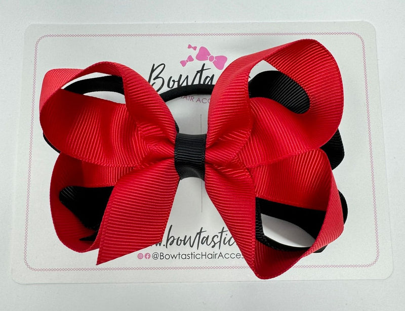 4 Inch 2 Layer Bow Bobble - Red & Black