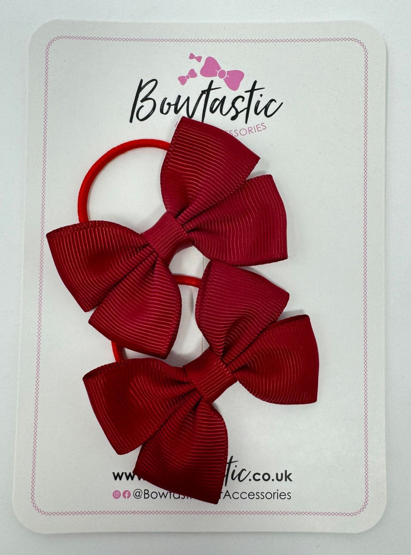 2.5 Inch Butterfly Bow Thin Elastic - Scarlet Red - 2 Pack