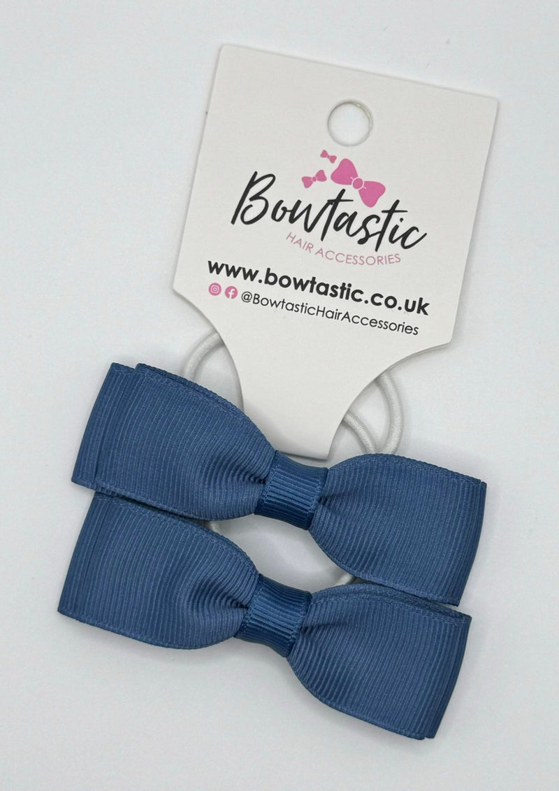 2.75 Inch Flat Bow Thin Elastic - Antique Blue - 2 Pack