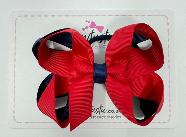 4 Inch 2 Layer Bow Bobble - Red & Navy