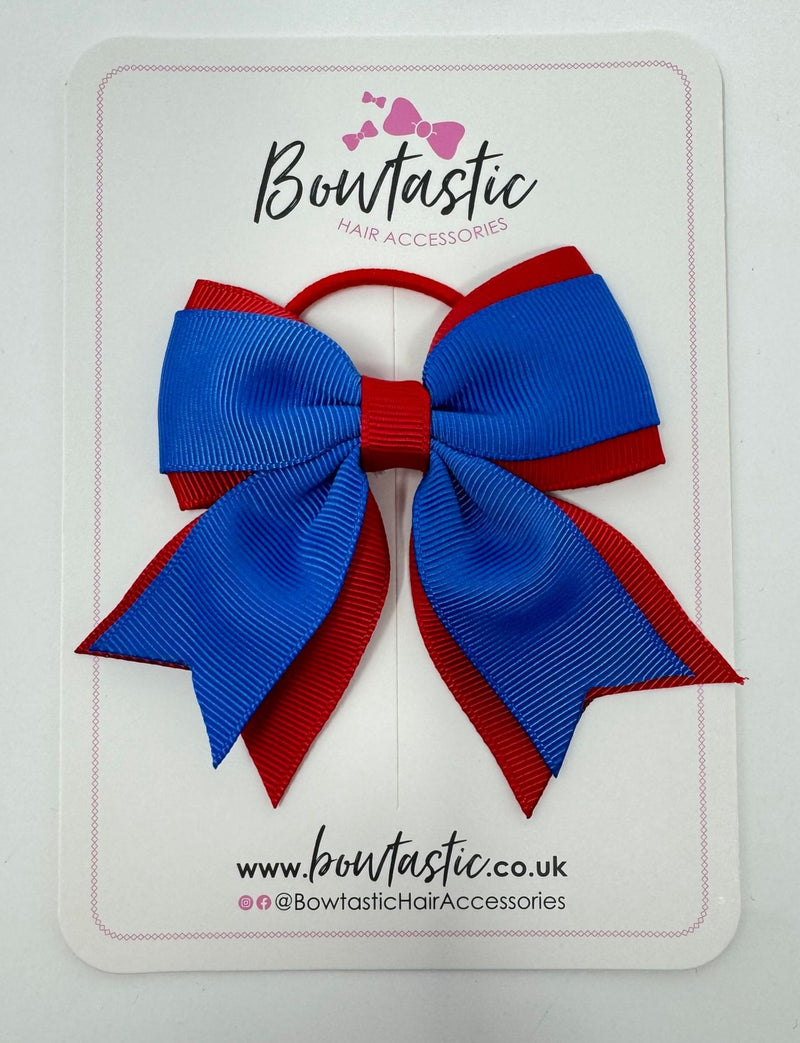 3 Inch Flat 2 Layer Tail Bow Thin Elastic - Royal Blue & Red