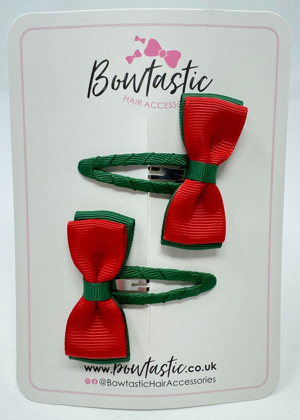 1.75 Inch Snap Clip - Forest Green & Red - 2 Pack