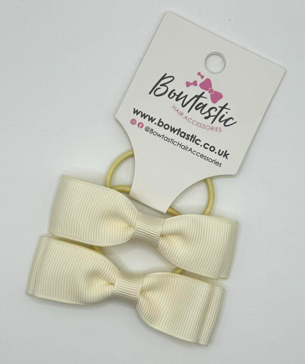 2.75 Inch Flat Bow Thin Elastic - Cream - 2 Pack