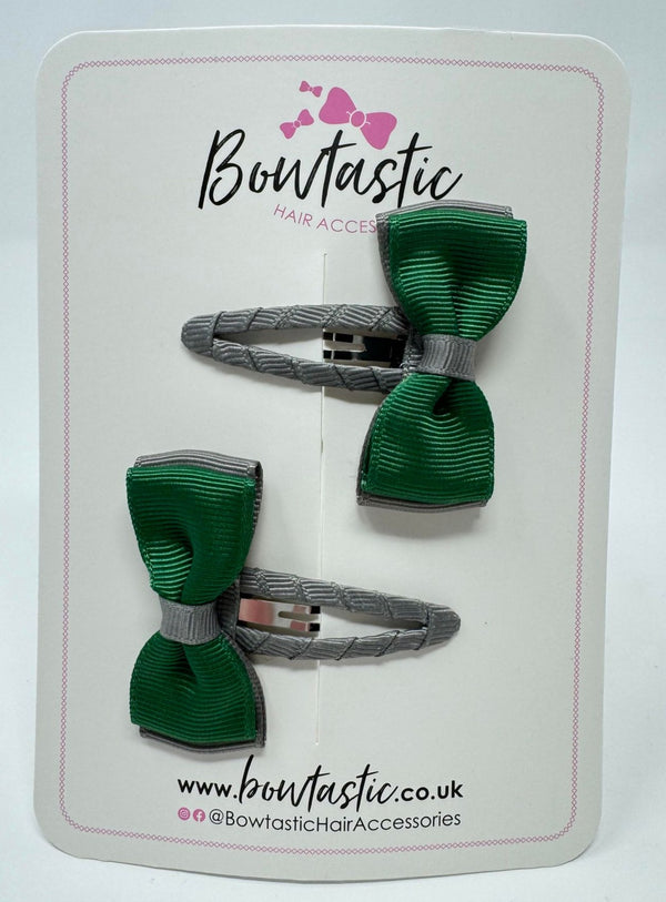 1.75 Inch Snap Clip - Forest Green & Metal Grey - 2 Pack