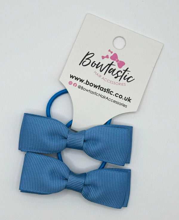 2.75 Inch Flat Bow Thin Elastic - Porcelain Blue - 2 Pack