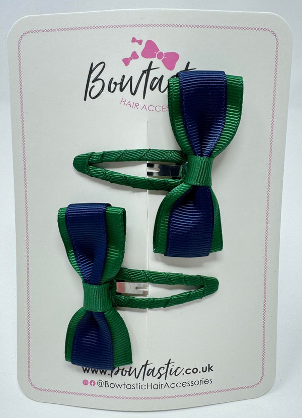 2.5 Inch Tuxedo Snap Clip - Forest Green & Navy - 2 Pack