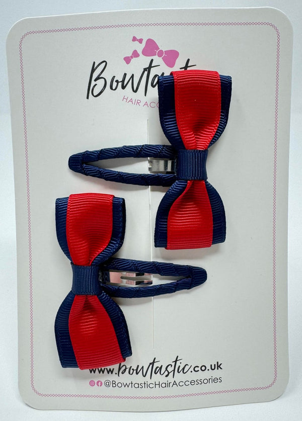 2.5 Inch Tuxedo Snap Clip - Red & Navy - 2 Pack