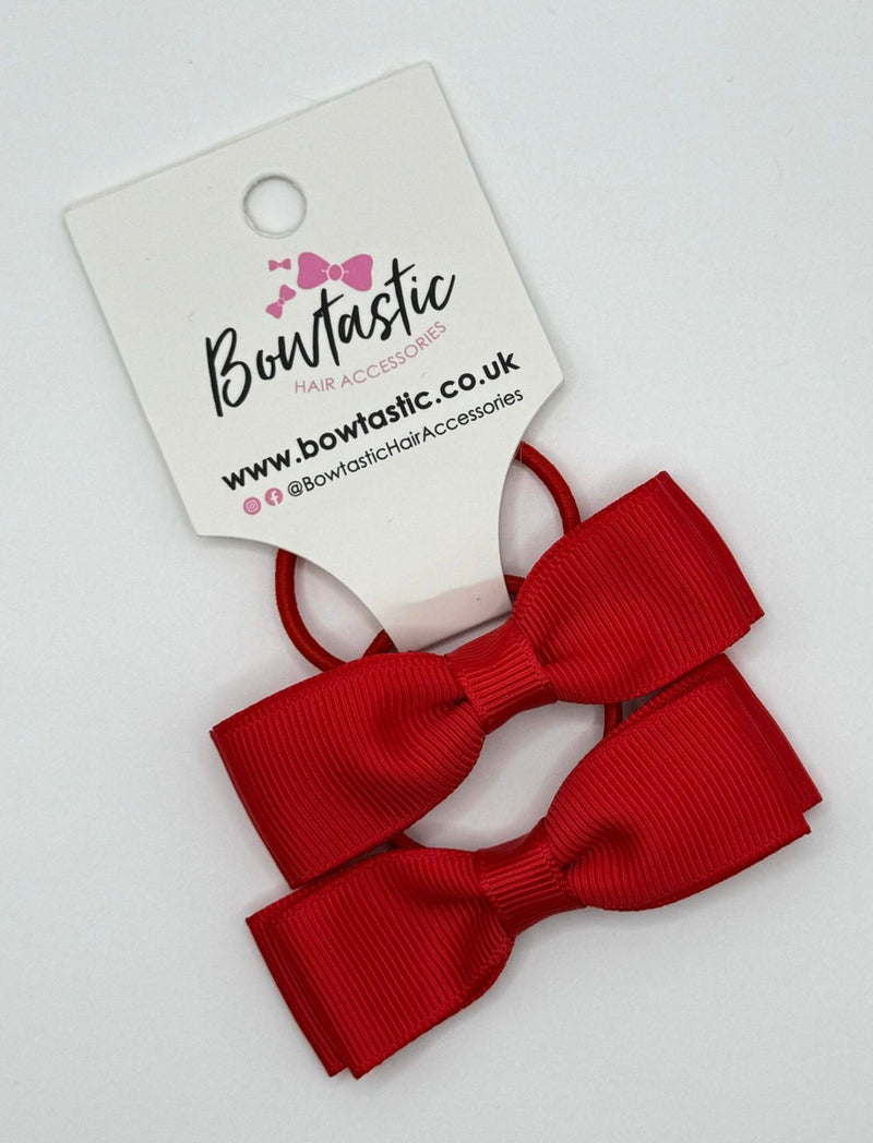 2.75 Inch Flat Bow Thin Elastic - Hot Red - 2 Pack