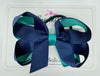 4 Inch 2 Layer Bow Bobble - Jade Green & Navy