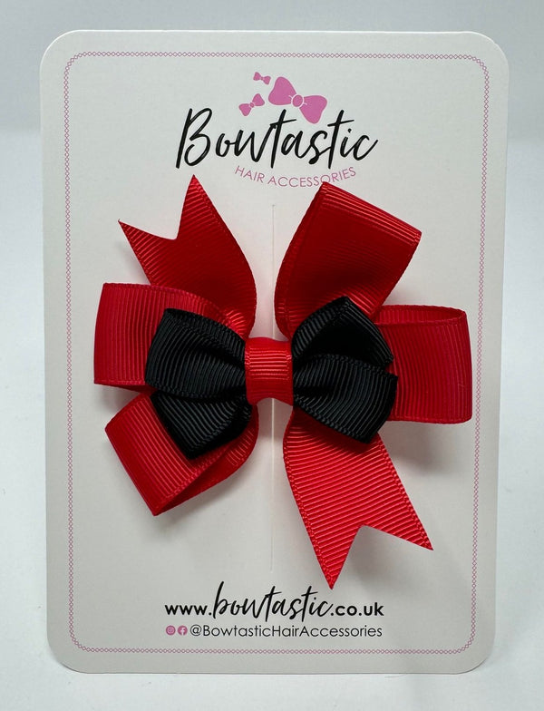 3 Inch 2 Layer Pinwheel Bow - Red & Black