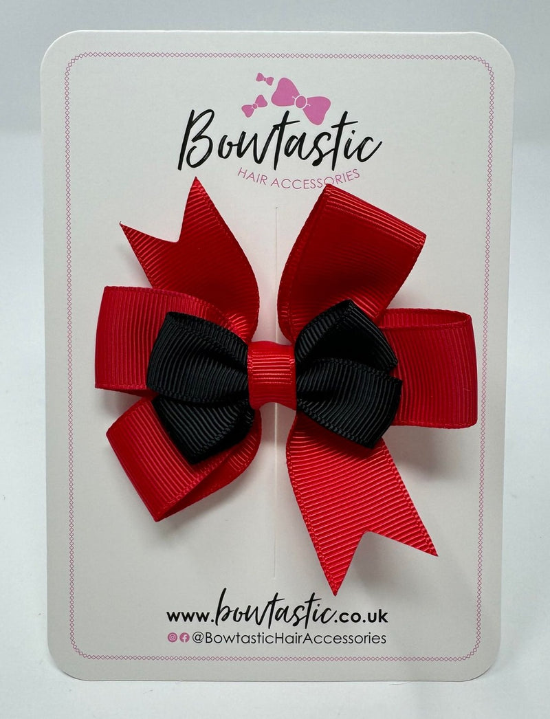 3 Inch 2 Layer Pinwheel Bow - Red & Black