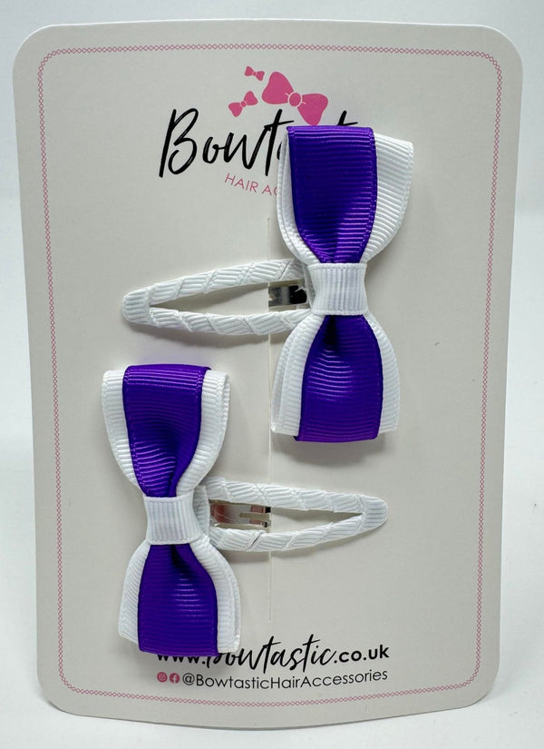 2.5 Inch Tuxedo Snap Clip - Purple & White - 2 Pack