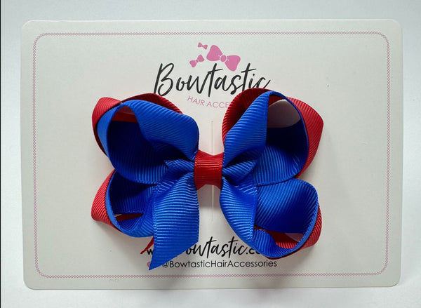 3.5 Inch 2 Layer Bow - Royal Blue & Red