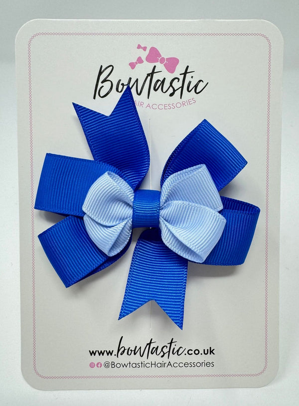 3 Inch 2 Layer Pinwheel Bow - Royal Blue & Bluebell