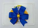 3.5 Inch Flat Double Bow Bobble - Royal Blue & Yellow Gold