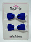 3 Inch Flat Bow - Cobalt & White - 2 Pack
