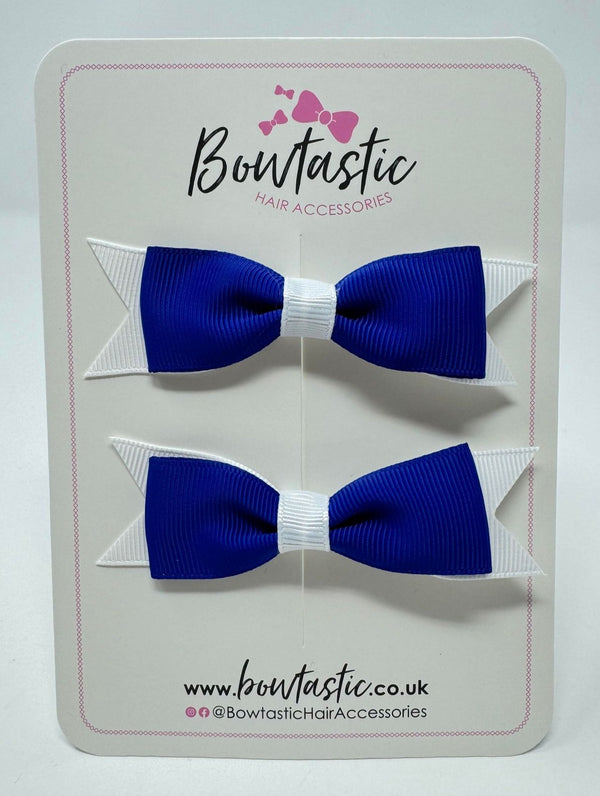 3 Inch Flat Bow - Cobalt & White - 2 Pack