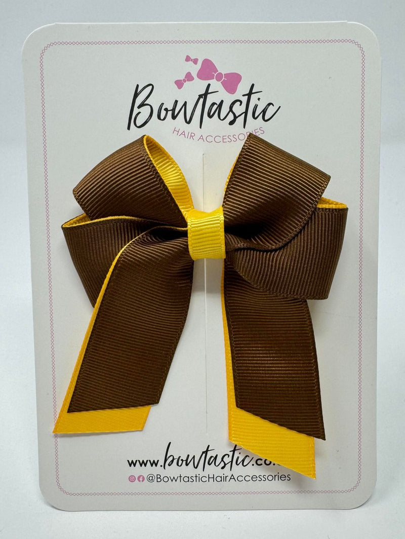 3 Inch Twist Short Tail Bow - Turftan & Yellow Gold