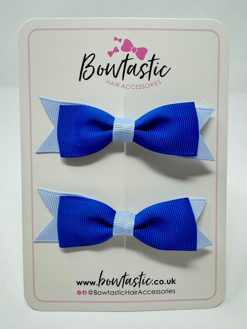 3 Inch Flat Bow - Royal Blue & Bluebell - 2 Pack