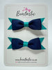 3 Inch Flat Bow - Jade Green & Navy - 2 Pack