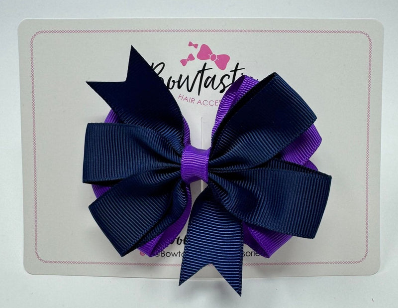 3.5 inch Butterfly Pinwheel Bow - Purple & Navy