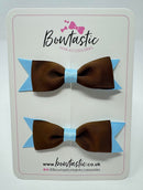 3 Inch Flat Bow - Turftan & Blue Topaz - 2 Pack