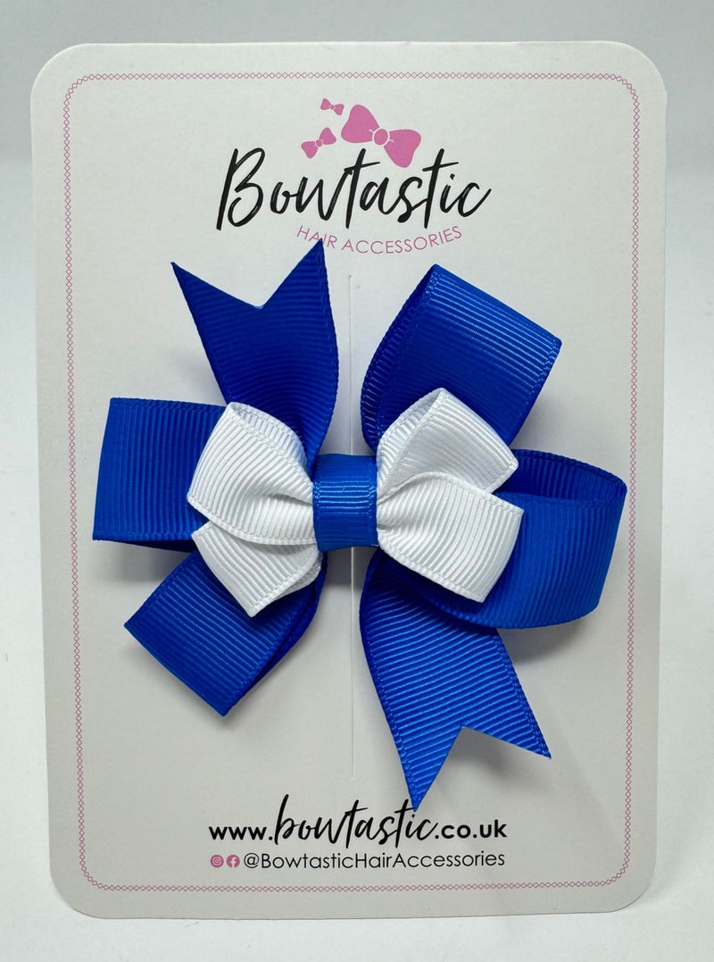 3 Inch 2 Layer Pinwheel Bow - Royal Blue & White