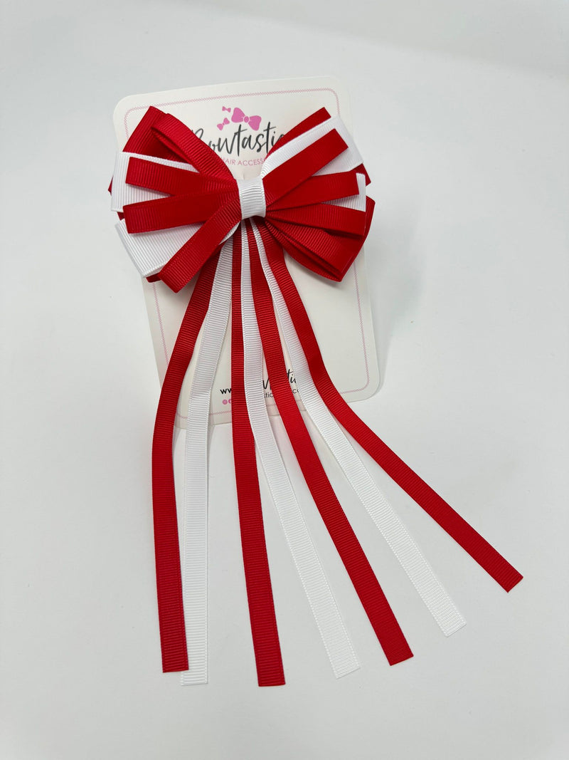 4 Inch Streamer Tail Bow - Red & White