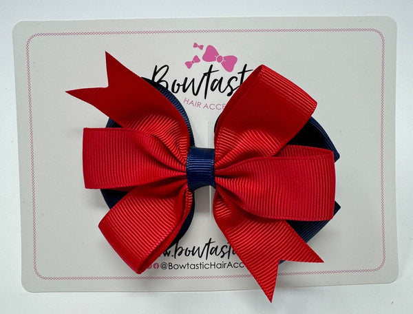 3.5 inch Butterfly Pinwheel Bow - Red & Navy