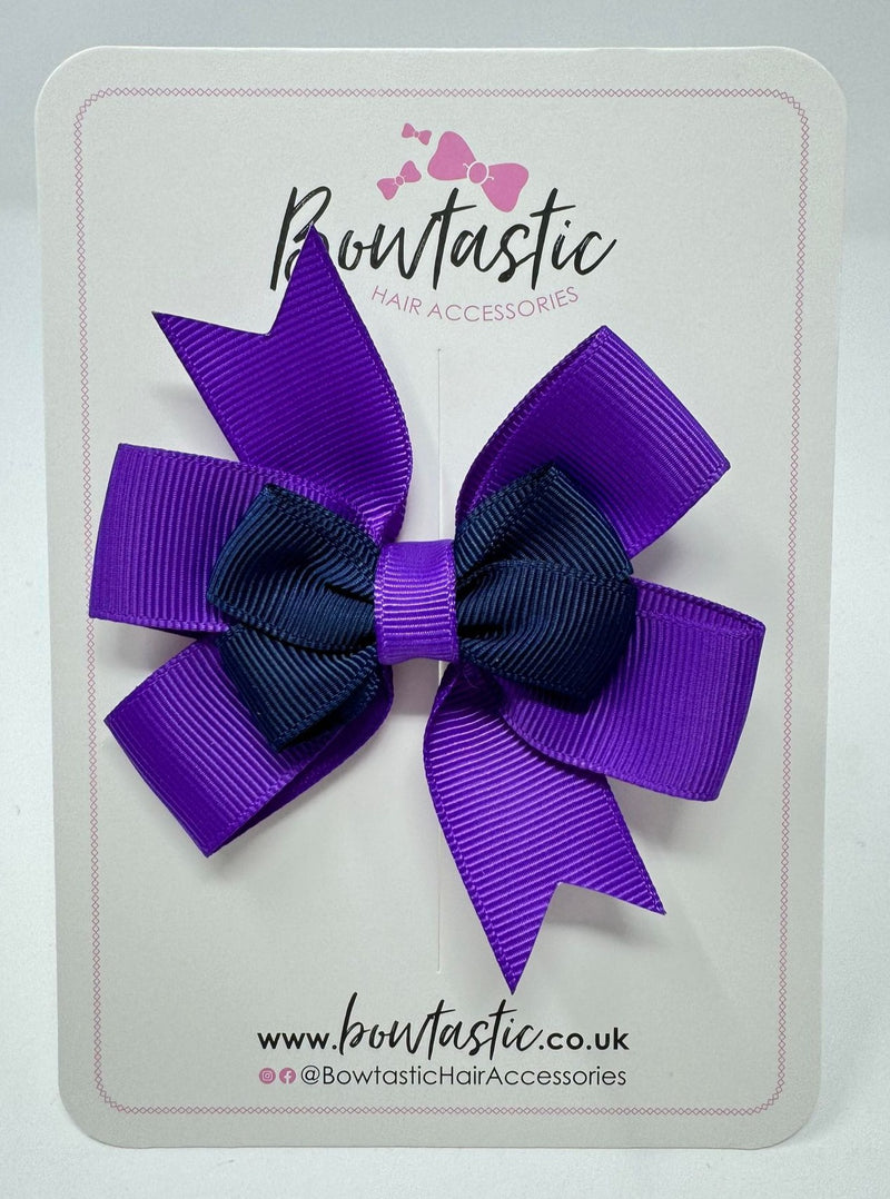 3 Inch 2 Layer Pinwheel Bow - Purple & Navy