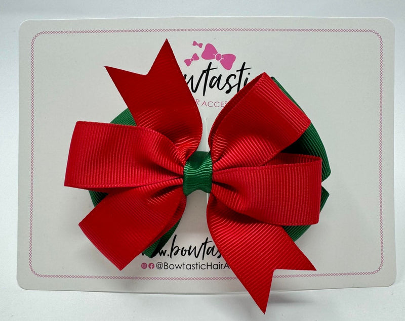 3.5 inch Butterfly Pinwheel Bow - Forest Green & Red