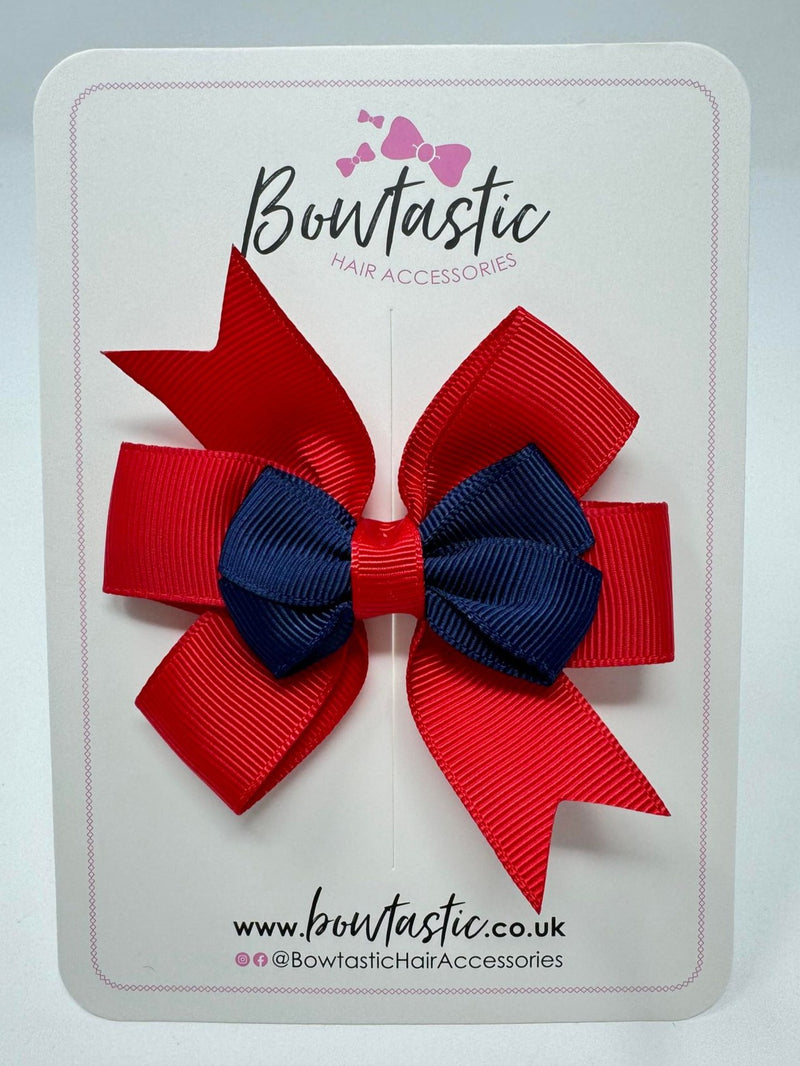 3 Inch 2 Layer Pinwheel Bow - Red & Navy