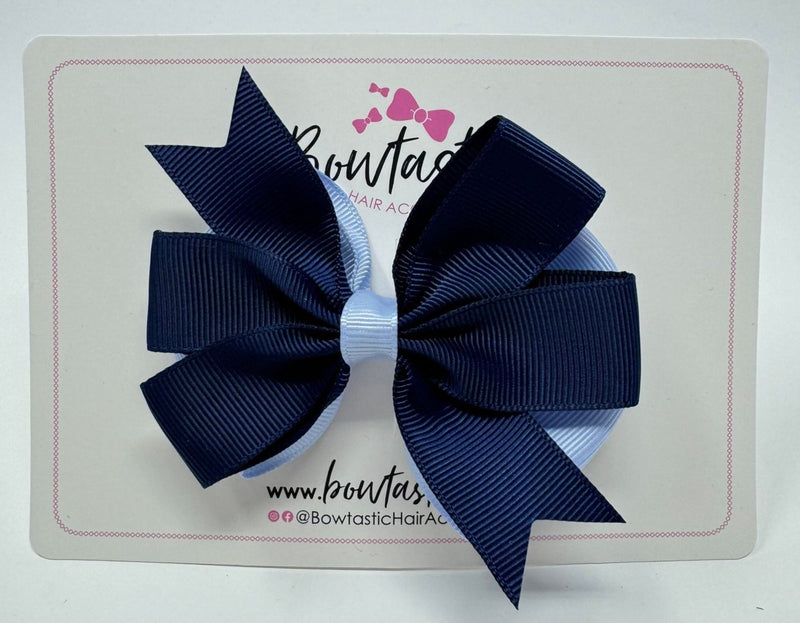 3.5 inch Butterfly Pinwheel Bow - Navy & Bluebell