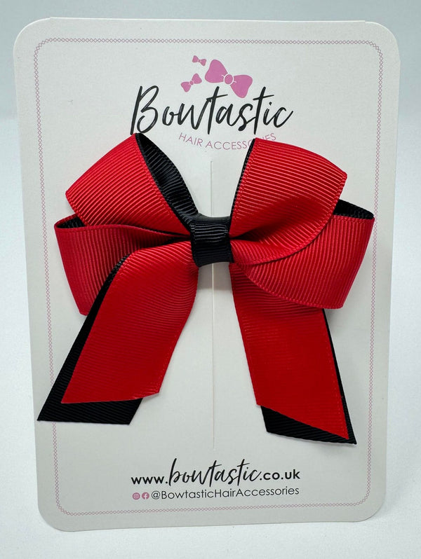 3 Inch Twist Short Tail Bow - Red & Black