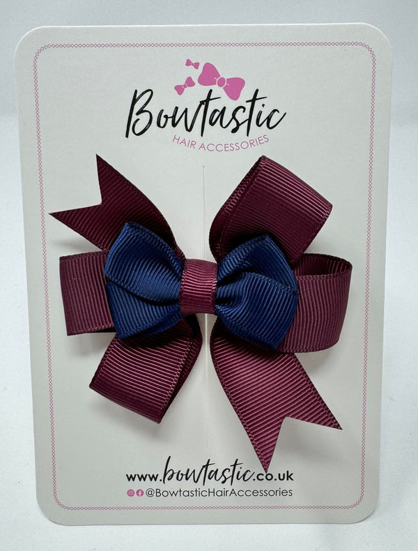 3 Inch 2 Layer Pinwheel Bow - Burgundy & Navy