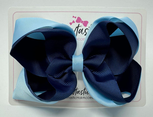 5 Inch Double Bow - Navy & Blue Topaz