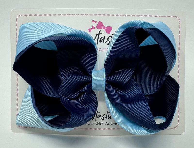 5 Inch Double Bow - Navy & Blue Topaz