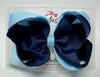 5 Inch Double Bow - Navy & Blue Topaz