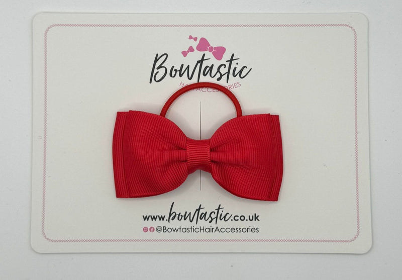 3 Inch Flat Double Bow Thin Elastic - Red