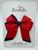 3 Inch Twist Short Tail Bow - Red & Navy