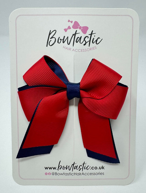 3 Inch Twist Short Tail Bow - Red & Navy