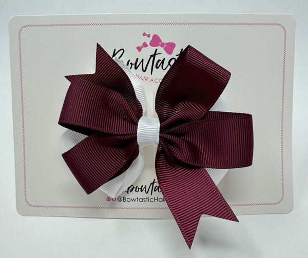 3.5 inch Butterfly Pinwheel Bow - Burgundy & White