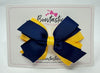 4 Inch 3 Layer Bow - Navy & Yellow Gold