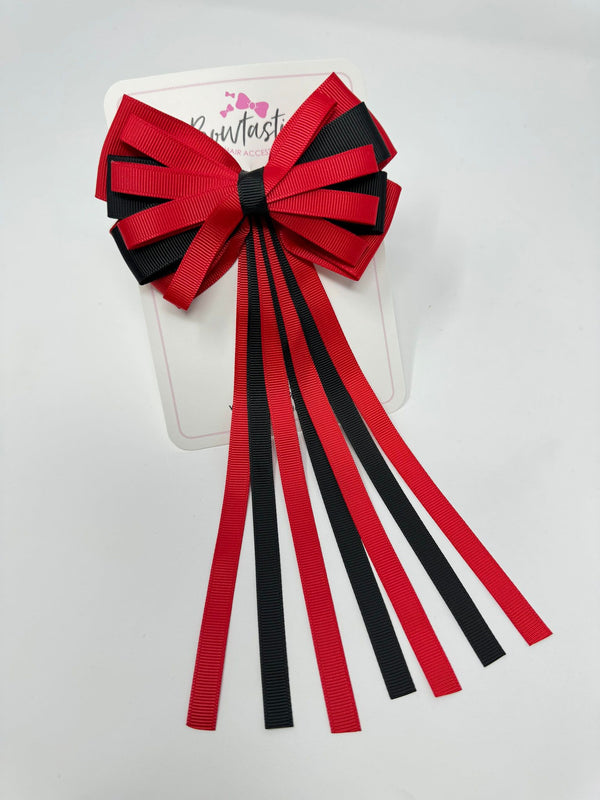 4 Inch Streamer Tail Bow - Red & Black