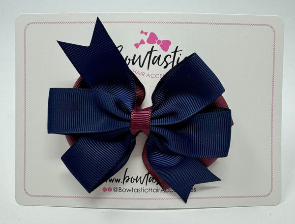 3.5 inch Butterfly Pinwheel Bow - Burgundy & Navy