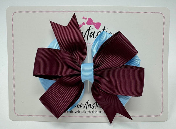 3.5 inch Butterfly Pinwheel Bow - Burgundy & Blue Topaz