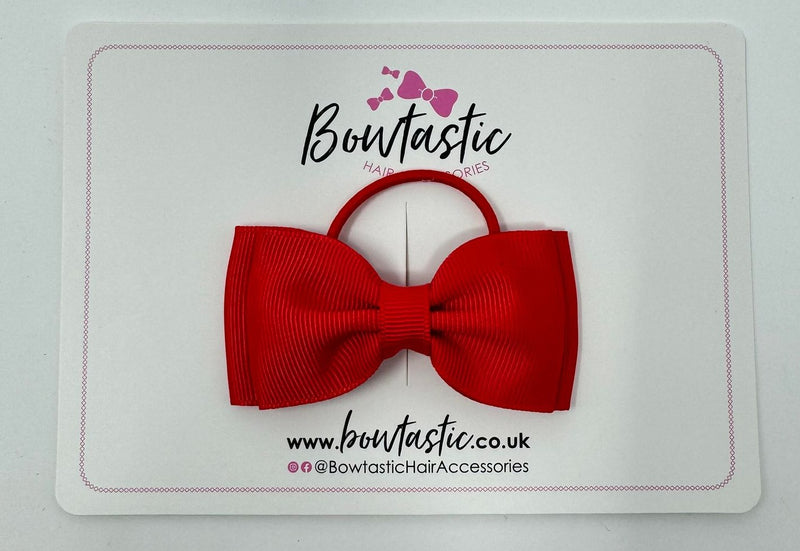 3 Inch Flat Double Bow Thin Elastic - Hot Red