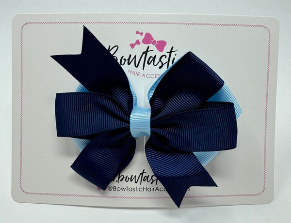 3.5 inch Butterfly Pinwheel Bow - Navy & Blue Topaz