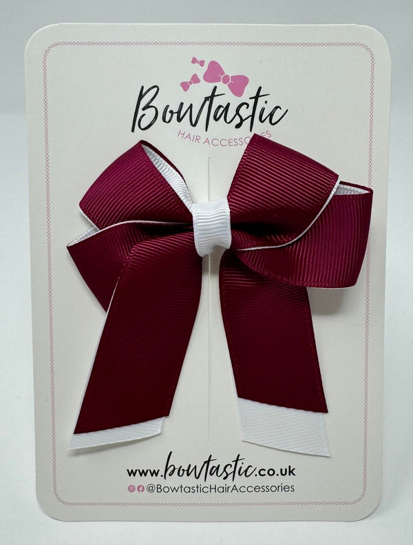 3 Inch Twist Short Tail Bow - Wine & White